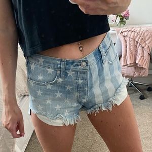 American Flag Jean Shorts